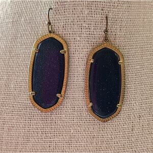 Kendra‎ scott Antiqued Brass and Sparkly Navy Earrings
